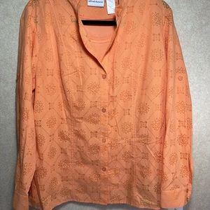 Alfred Dunner Ladies SZ 14 Long Sleeved Blouse Top Tangerine **SEE DESCRIPTION**
